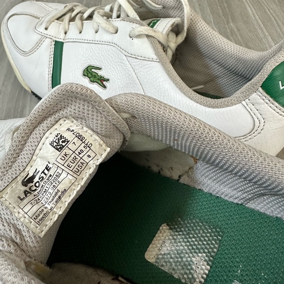 Lacoste Casual Shoes- White with Green- Size 8 Men / 9 Women - Picture 10 of 10